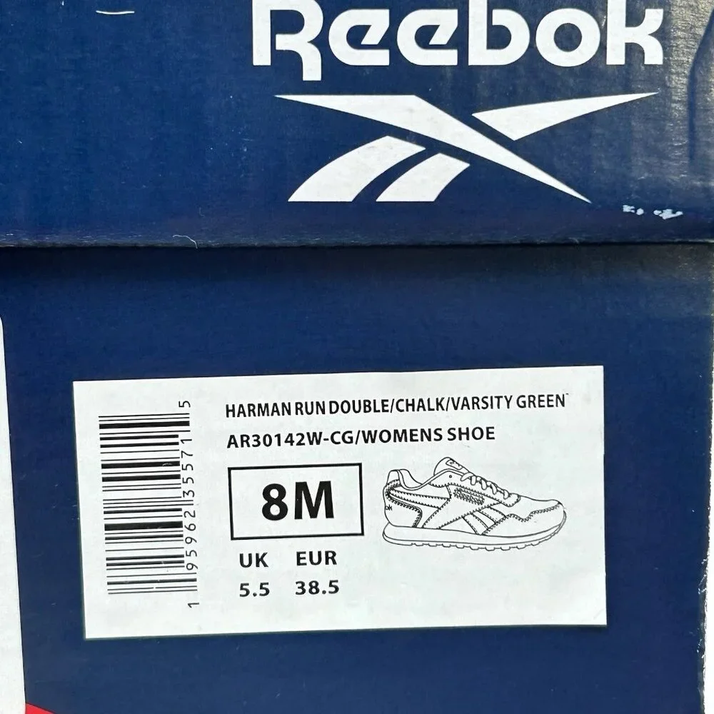 Reebok Harman Women’s Classic Style‎ Sneakers 8 White- Chalk-Green Cushioned